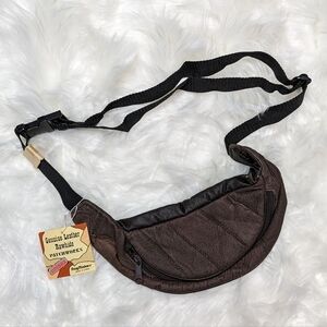 NWT Vintage Patchwork Genuine Leather Rawhide Brown‎ Shoulder Crossbody Belt Bag